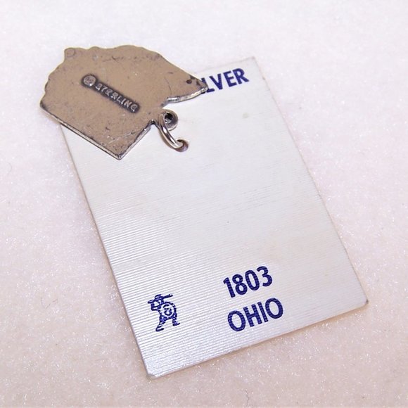Sterling Silver Charm - US State Map of Ohio on Original Card - Picture 4 of 4